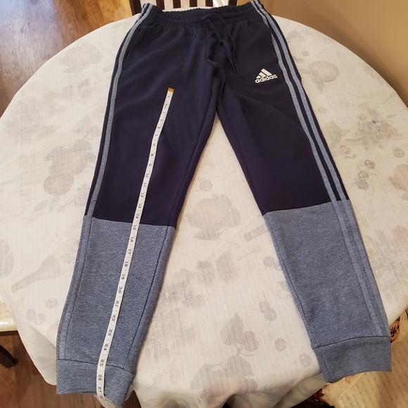 Adidas Essentials Melange French Terry Sweatpants Two Colour Navy/Light Blue - Picture 3 of 4